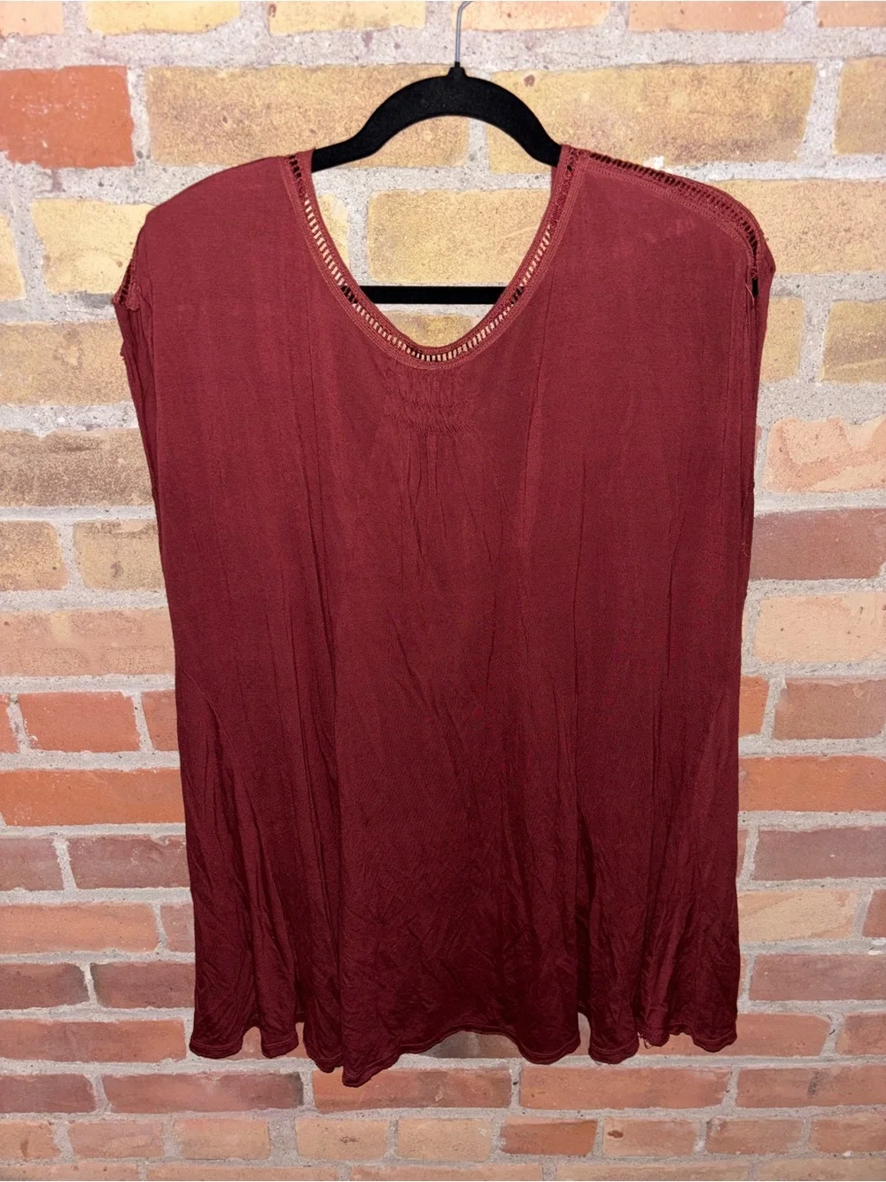 Free People Burgundy Boho Lace Flowy Top High Low